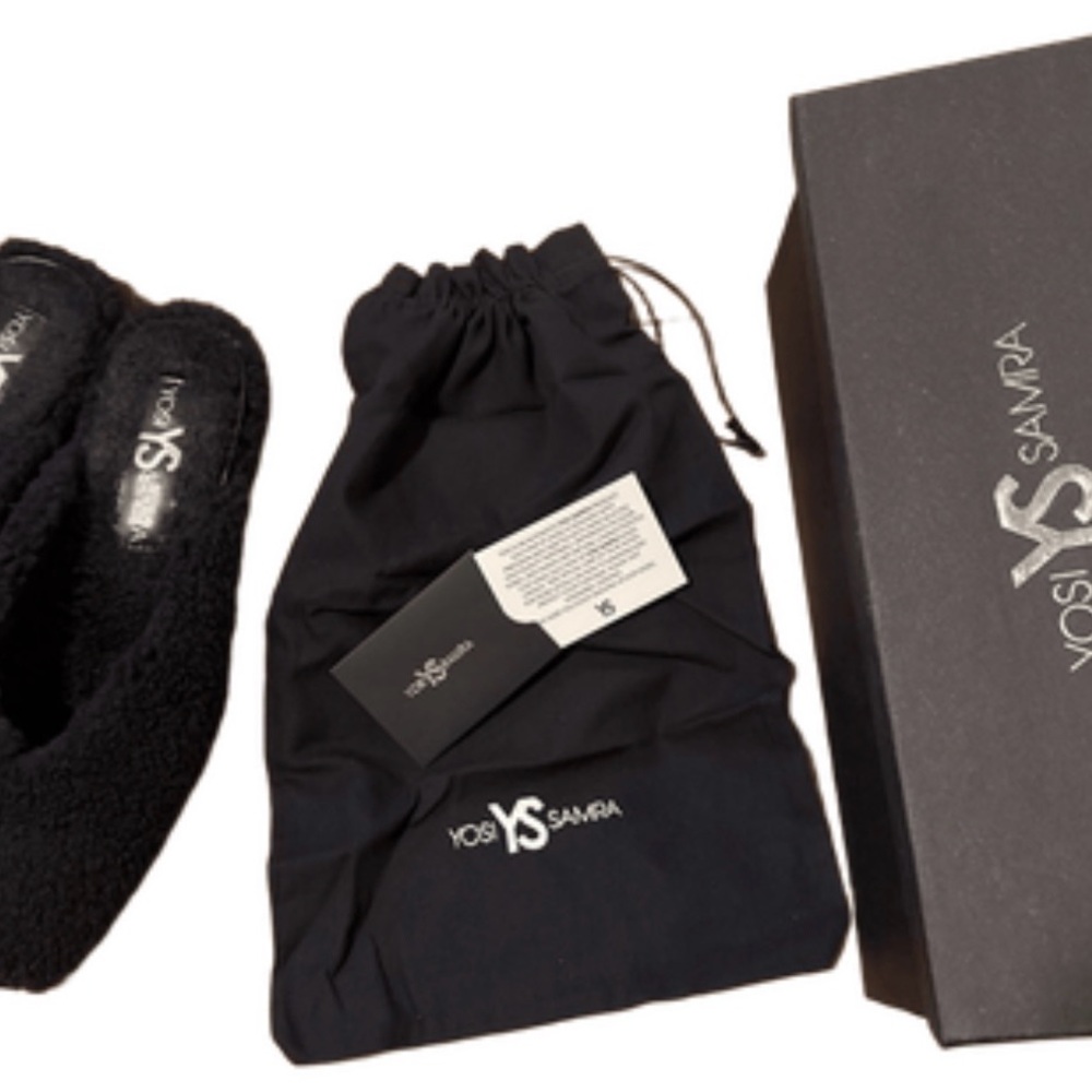 Yosi Samra Jessy Faux Shearling Mule Black Fuzzy Slippers - Picture 12 of 14